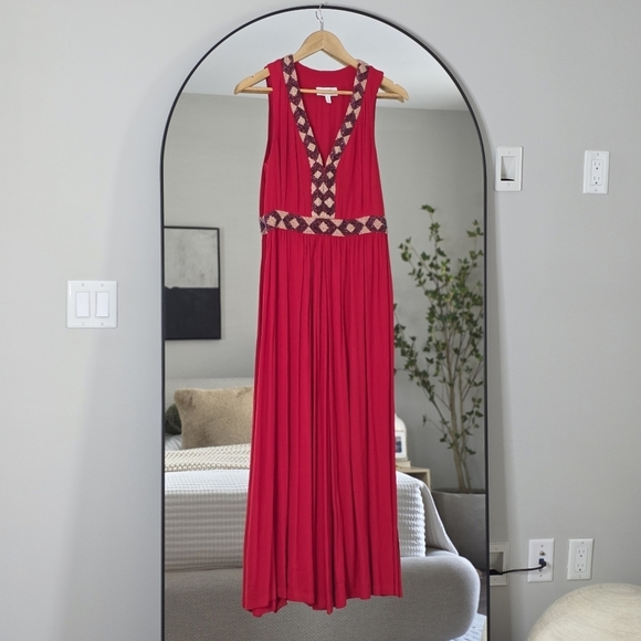 & Other Stories Paris Atelier Red Embellished V-Neck Maxi Dress, Size US 8 - Picture 2 of 11
